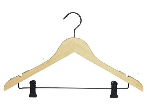 Bamboo Hanger - Traditional with P Clips - Natural  (100)