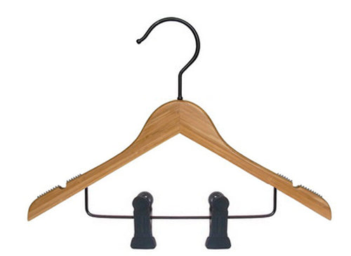 Children's Traditional Bamboo Hanger with Clips Amber (25)