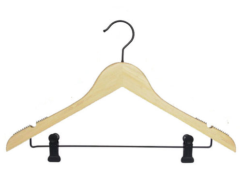 Bamboo Hanger - Traditional with Clips - Natural (25)