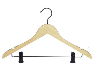 Bamboo Hanger - Traditional with Clips - Natural (100)